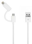 Just Wireless 2in1 Micro USB and Lightning Charge and Sync Cable - кабел за Apple Lightning и устройства с MicroUSB (бял)