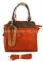 Виж оферти за Прекрасна стилна дамска чанта 3 топли цвята с панделка,2 дръжки