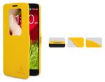 Nillkin Window Flip Case - кожен калъф, тип портфейл за LG G2 (жълт) - Sim