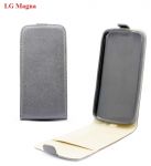 Leather Pocket Flip Case - вертикален кожен калъф с джоб за LG Magna (сив)