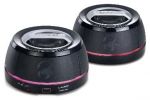 GX SP-i250G - Portable omni-directional stereo speakers, 40mm drivers, LED ring around speakers with changing colors, built-in lithium battery, pouch for each speaker + подарък тениска GX